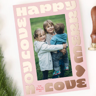 Carte De Vœux En Aluminium coloré clair moderne noël une photo rose