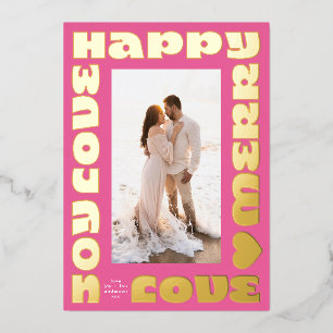 Carte De Vœux En Aluminium coloré moderne   noël blush une photo