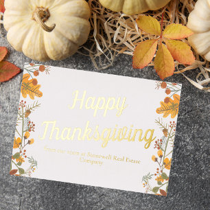 Carte De Vœux En Aluminium Commerce Personnalisé Thanksgiving Chic Fall Leave