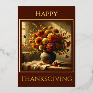 Carte De Vœux En Aluminium Composition florale d'automne Carte en feuille d'a