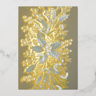 Carte De Vœux En Aluminium Composition florale de perce-neige hivernale givré