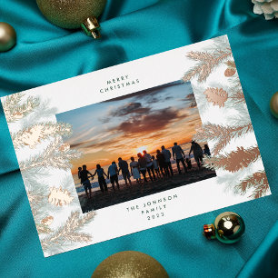 Carte De Vœux En Aluminium Cônes de pin en or rose Joyeux Noël Photo