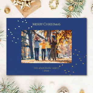 Carte De Vœux En Aluminium Confetti d'or minimaliste moderne photo de Noël
