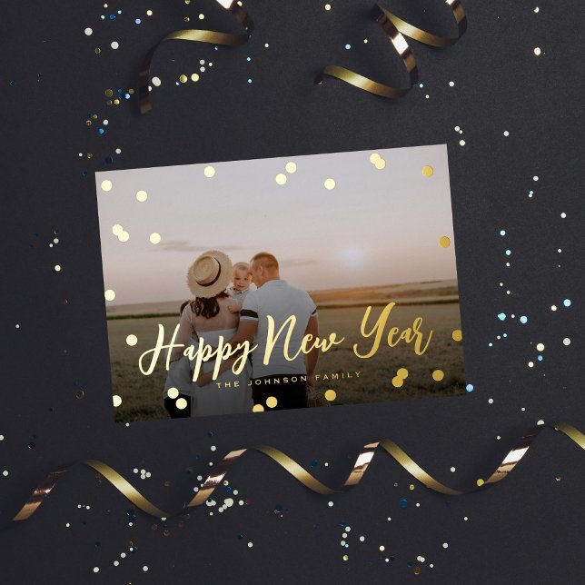 Carte De Vœux En Aluminium Confetti Dots Script pleine photo (Créateur téléchargé)
