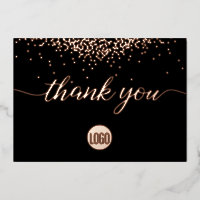 Confetti Rose Gold Black Business Merci