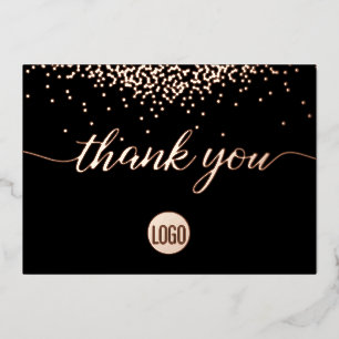 Carte De Vœux En Aluminium Confetti Rose Gold Black Business Merci