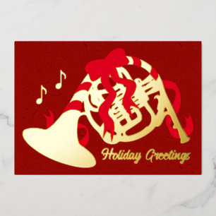 Carte De Vœux En Aluminium Cor d'harmonie de Noël