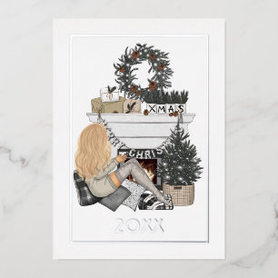 Carte De Vœux En Aluminium Cosy foyer Noël Photo Collage