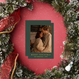 Carte De Vœux En Aluminium Couple photo de Noël vert minimaliste moderne