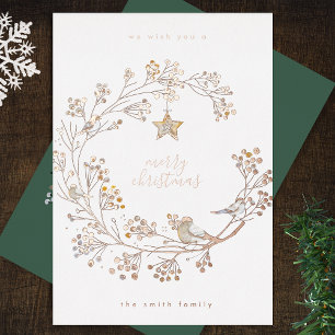 Carte De Vœux En Aluminium Couronne de Noël en or Joyeux Noël Bonne Année