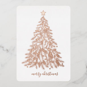 Carte De Vœux En Aluminium Couronne de Noël en rose gold à relief et papier a