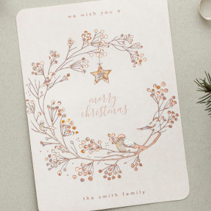 Carte De Vœux En Aluminium Couronne de Noël en rose gold pressé Joyeux Noël
