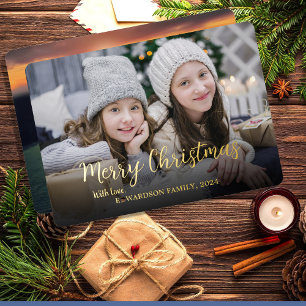 Carte De Vœux En Aluminium Créez votre propre Joyeux Noël photo or