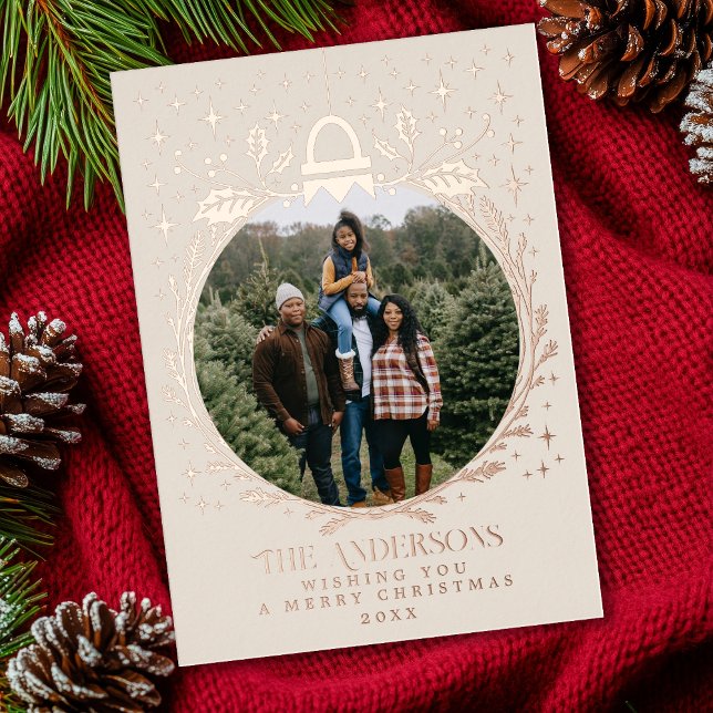 Carte De Vœux En Aluminium Crème élégant Foliage de Noël (Créateur téléchargé)