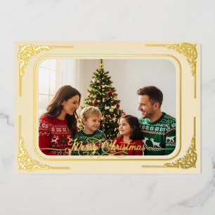 Carte De Vœux En Aluminium Crème Entière photo encadrée en or Noël
