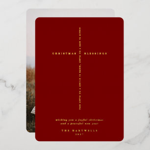 Carte De Vœux En Aluminium Croix de l'Écriture Rouge Foncé Photo