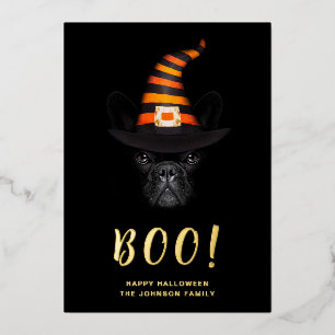 Carte De Vœux En Aluminium Cute Boo Halloween Photo Gold