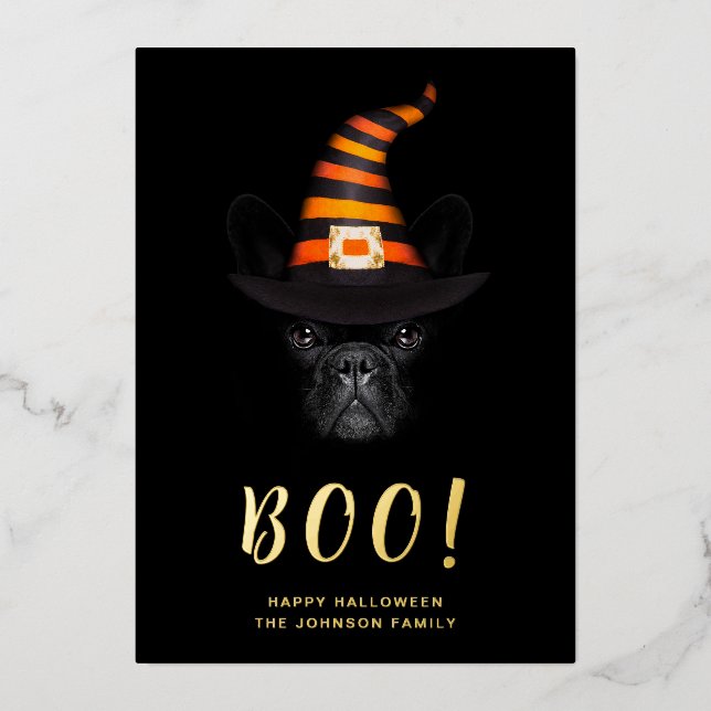 Carte De Vœux En Aluminium Cute Boo Halloween Photo Gold (Recto)