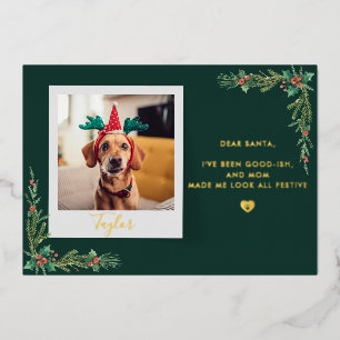 Carte De Vœux En Aluminium Cute Chien Photo Custom Christmas
