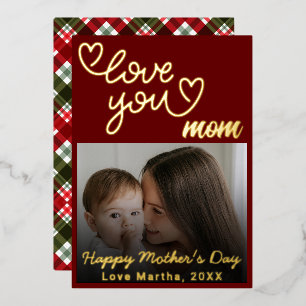 Carte De Vœux En Aluminium Cute Love You Maman Moderne Photo Fête des Mères