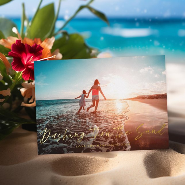 Carte De Vœux En Aluminium Dashing Thru the Sand Beach (Créateur téléchargé)
