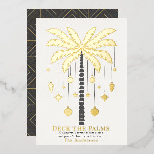 Carte De Vœux En Aluminium Deck Palms Golden Palm Tree Noël