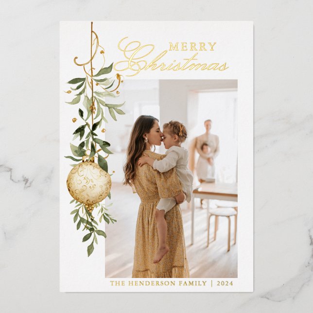 Carte De Vœux En Aluminium Décor de Noël raffiné (Recto)