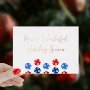 Carte De Vœux En Aluminium Décor moderne bleu et rouge de Noël