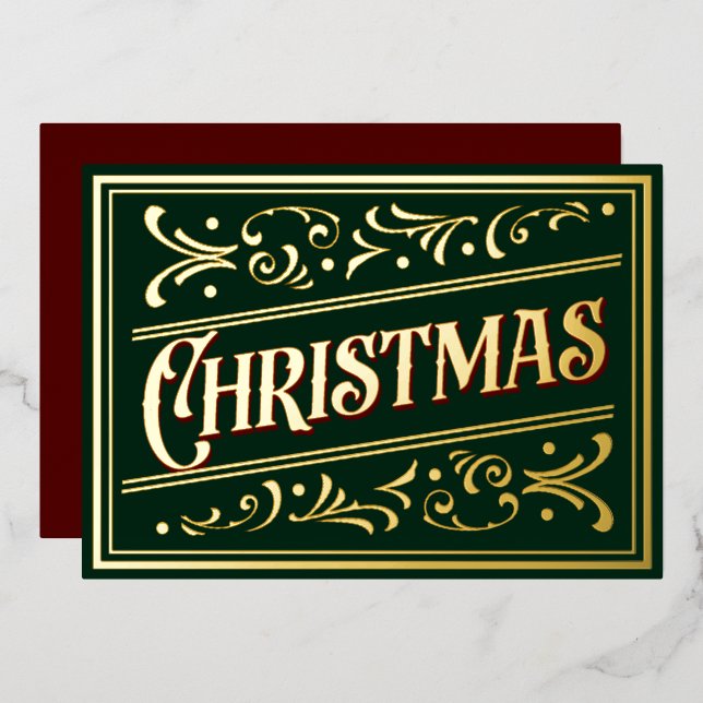 Carte De Vœux En Aluminium Décoration de Noël en forme de parchemin Vert Roug (Recto/Verso)