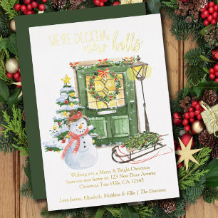 Carte De Vœux En Aluminium Décoration de nouveaux halls Noël devant la porte