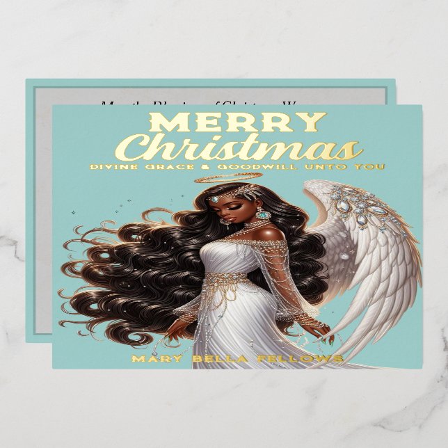Carte De Vœux En Aluminium Déesse angélique afro-américaine gracieuse spiritu (Recto/Verso)