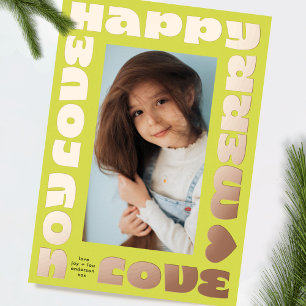 Carte De Vœux En Aluminium des souhaits modernes   noël une photo jaune