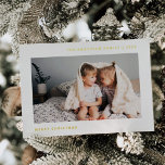 Carte De Vœux En Aluminium Des souhaits simples | Deux photos minimalistes<br><div class="desc">Ces cartes photos de vacances modernes et minimalistes disposent de deux de vos photos personnelles préférées,  avec un élégant texte en feuille d'or qui dit "Joyeux Noël".</div>