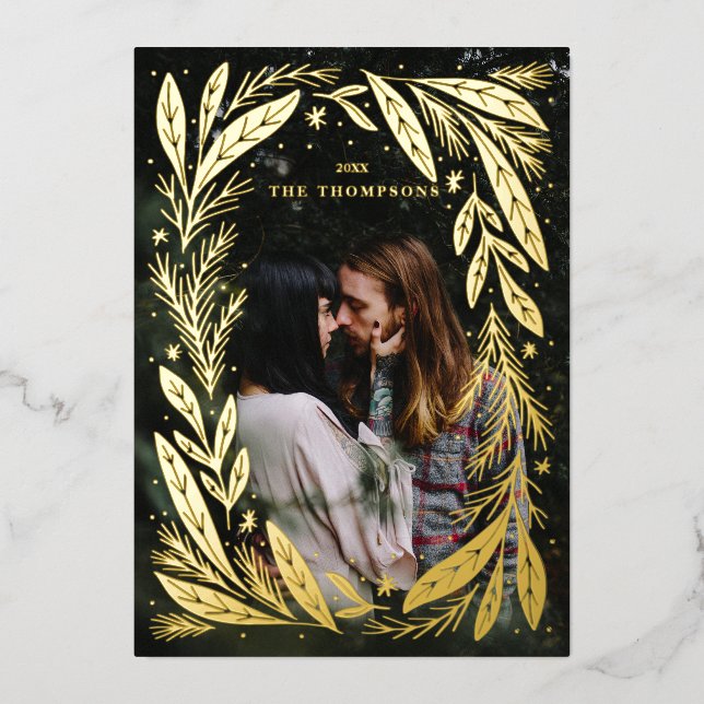 Carte De Vœux En Aluminium Design de cadre de fêtes de Noël Wreath (Recto)