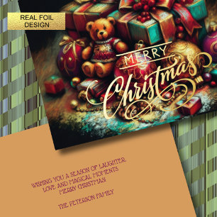 Carte De Vœux En Aluminium Dessin de calque de Noël Ours Cadeau Bonbons Ornem