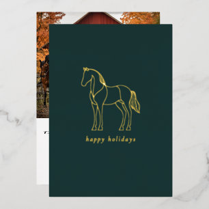 Carte De Vœux En Aluminium Dessin minimaliste de cheval en ligne Équestre ver