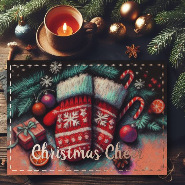 Carte De Vœux En Aluminium Dessin Pastel Dessin Noël Mitte (Créateur téléchargé)