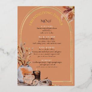 Carte De Vœux En Aluminium Dîner Élégant de Friendsgiving Design Récolte Or
