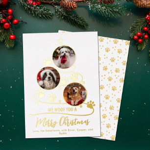 Carte De Vœux En Aluminium Dog Christmas Tree Pet 3 Photos
