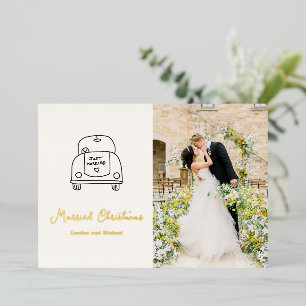 Carte De Vœux En Aluminium Doodle de voiture traînée à la main Moderne Noël m