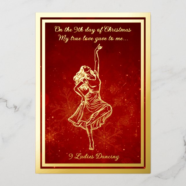 Carte De Vœux En Aluminium Douze jours de Noël, Dames Danser (Recto)