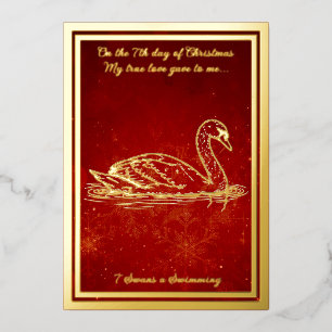 Carte De Vœux En Aluminium Douze jours de Noël, Swans a Swimming