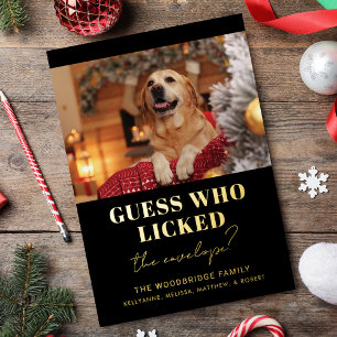 Carte De Vœux En Aluminium Drôle Chien Photo Devinez Qui Noël