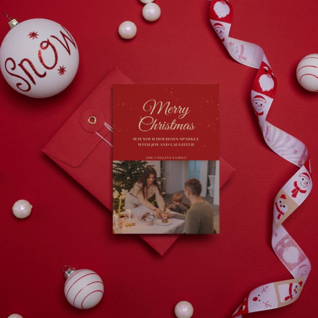 Carte De Vœux En Aluminium Droplets d'or Joyeux Noël | Bénédiction de Noël (Créateur téléchargé)