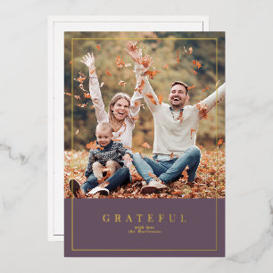 Carte De Vœux En Aluminium Dusty prum Thanksgiving photo de famille encadrée
