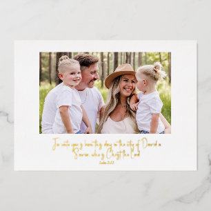 Carte De Vœux En Aluminium Écriture de texte doré Famille Photo Noël