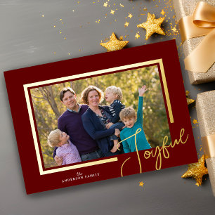 Carte De Vœux En Aluminium Écriture Joyeuse Moderne Minimaliste Photo Noël Fe