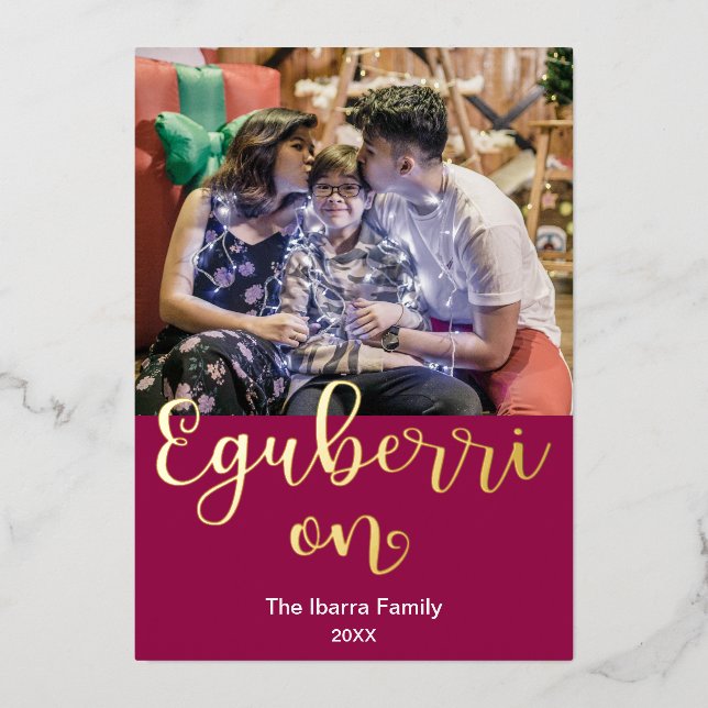 Carte De Vœux En Aluminium Eguberri Joyeux Noël Basque (Recto)