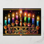 Carte De Vœux En Aluminium Eight Nights of Light! Watercolor Menorah<br><div class="desc">Eight Nights of Light! Watercolor Menorah</div>