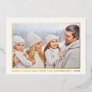 Carte De Vœux En Aluminium Élégance minimaliste Joyeux Noël Photo Gold